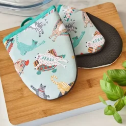 Ulster Weavers Kitty Cats kleine ovenwant katoen blauw 2 stuks