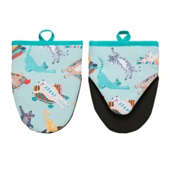 Ulster Weavers Kitty Cats kleine ovenwant katoen blauw 2 stuks