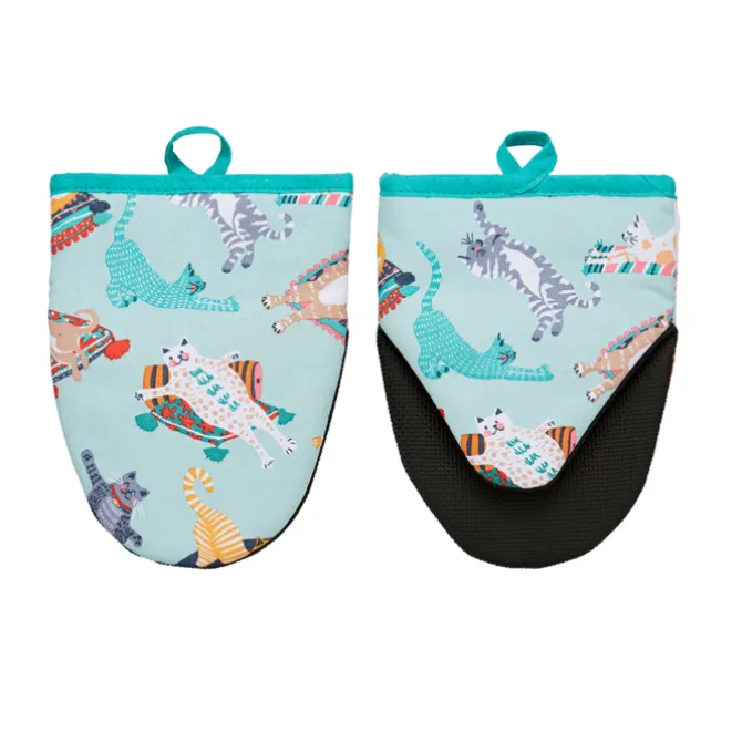 Ulster Weavers Kitty Cats kleine ovenwant katoen blauw 2 stuks