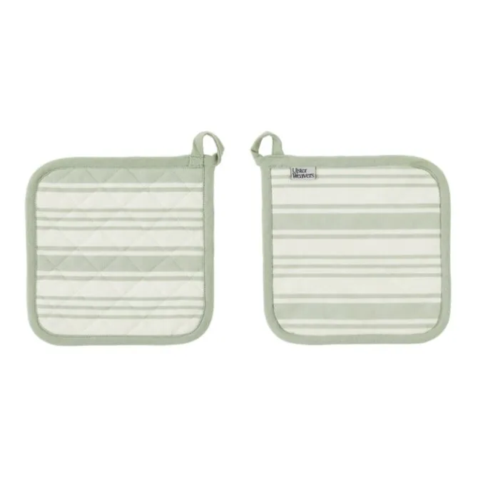 Ulster Weavers Sage Stripe pannenlap katoen groen