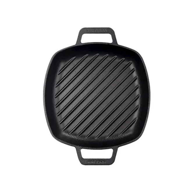 Victoria grill met 2 grepen 26 x 26 cm voorbehandeld gietijzer
