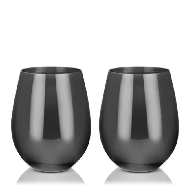 Viski Stemless tumbler wijnglas Gunmetal 2 stuks
