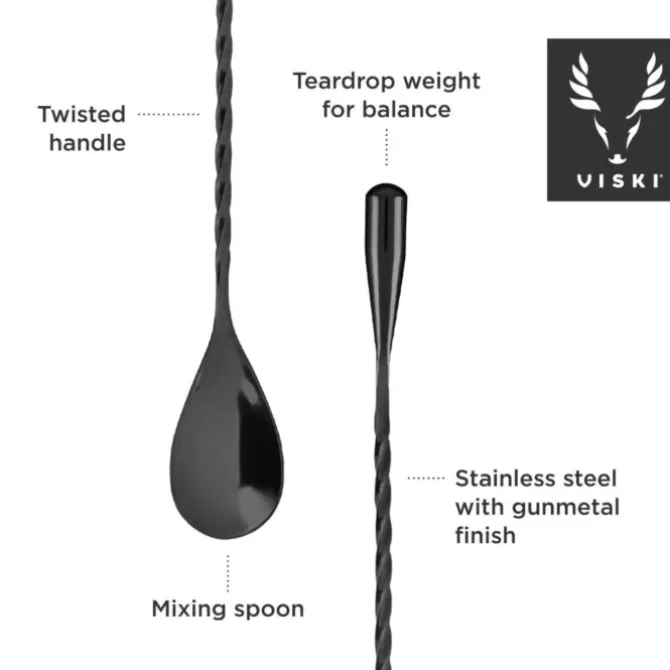Viski Weighted Barspoon 40 cm Gunmetal