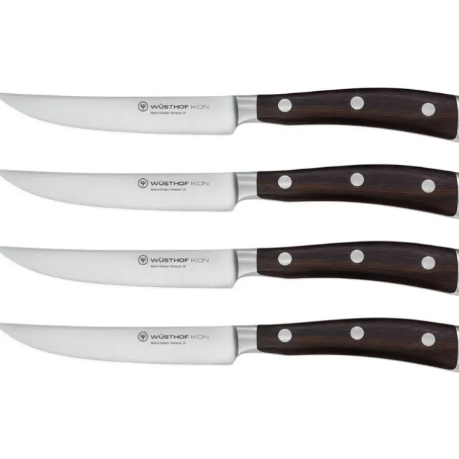 Wüsthof Ikon steakmessenset messenstaal hout 4 stuks