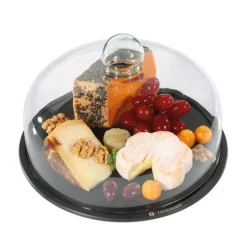 Zassenhaus kaasstolp glas met houten plank zwart 28 cm