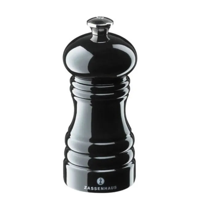 Zassenhaus zoutmolen 12 cm glanzend zwart
