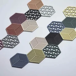 Zone Denmark Hexagon onderzetter 16 x 14 cm silicone denim